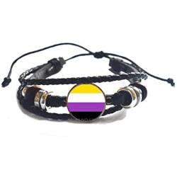 Non-Binary Pride Flag Bracelet,Glass Dome Bangle, LGBT Gift, Gay Pride Cabochon Charm Jewelry,Minimalist Bracelet,Dainty Bracelet,N191
