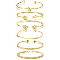 Women’s Chunky Gold Chain Bangles Stackable Bracelet Sets for Women Girls