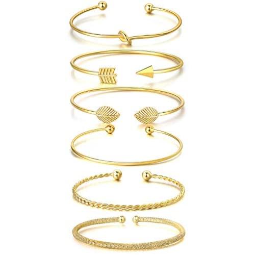 Women’s Chunky Gold Chain Bangles Stackable Bracelet Sets for Women Girls