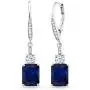 Gem Stone King 925 Sterling Silver Blue Simulated Sapphire Womens Earrings, 5.40 Cttw, Emerald Cut 9X7MM Gem Stone King 925 Sterling Silver Blue Simulated Sapphire Womens Earrings, 5.40 Cttw, Emerald Cut 9X7MM