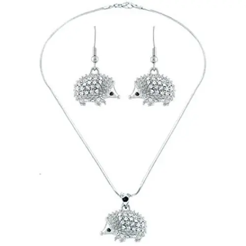 Lola Bella Gifts Crystal Hedgehog Necklace and Earrings Set with Gift Box Lola Bella Gifts Crystal Hedgehog Necklace and Earrings Set with Gift Box