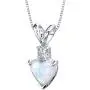 14 Karat White Gold Heart Shape Created Opal Diamond Pendant 14 Karat White Gold Heart Shape Created Opal Diamond Pendant