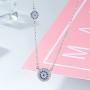TONGZHE Round Blue Evil Eyes Pendant Necklace in Sterling Silver 925 CZ Adjustable 16''/17''/18'' Cable Chain