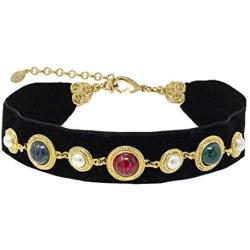 Ben-Amun Jewelry Mod Victorian Burgundy Velvet and Swarovski Crystal Choker Necklace