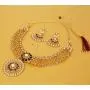 Touchstone Indian Bollywood Gorgeous Intricate Workmanship Mughal White Colorful Rhinestone Crystal Wedding Designer Jewelry Choker Necklace Set in Gold and Silver Tone for Women.