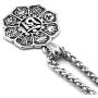 Warvik Indian Mandala Sacred Lotus Medallion Necklace Silver Gold Color, Stainless Steel Jewelry Men Women Wheat Chain 20/28 Inch