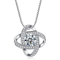 Nowonchic 925 Sterling Silver Love Knot Pendant Necklace for Women, 18+2 inch