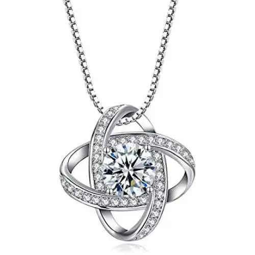 Nowonchic 925 Sterling Silver Love Knot Pendant Necklace for Women, 18+2 inch Nowonchic 925 Sterling Silver Love Knot Pendant Necklace for Women, 18+2 inch
