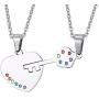 HUANIAN Stainless Steel Key to Heart Rainbow Crystal Couple Pendant Necklace for Gay & Lesbian Pride Promise