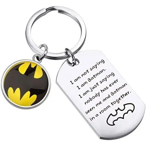 WSNANG Batman Movie Inspired Gifts DC Superhero Gifts Dark Knight Batman Keychain Batman Fans Fandom Jewelry WSNANG Batman Movie Inspired Gifts DC Superhero Gifts Dark Knight Batman Keychain Batman Fans Fandom Jewelry