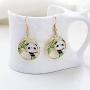 WSNANG Panda Earrings Panda Bear Eating Bamboo Leaf Dangle Earrings for Women Girls Panda Lover Gift