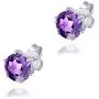 Purple Amethyst, Blue Aquamarine, Sapphire, Tanzanite, Green Emerald, Peridot Red Garnet, Citrine 3.52 Ct Round 925 Sterling Silver Nickle Free Stud Earrings Birthday Gifts For Women By Orchid Jewelry