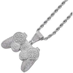 Moca Jewelry Iced Out Game Console Pendant 18K Gold Plated Bling CZ Simulated Diamond Hip Hop Necklace for Men Women
