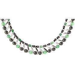 Elegant Womens Hematite Magnetic Therapy Necklace with Healing Stones Pain Relief for Neck Arthritis Migraine Headaches Shoulders and Back (Regular, Green Aventurine)