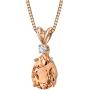 Peora Morganite with Genuine Diamond Pendant in 14K Rose Gold, Elegant Teardrop Solitaire, Pear Shape, 10x7mm, 1.80 Carats total