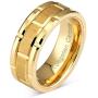 100S JEWELRY Engraved Personalized Tungsten Ring For Men Women Wedding Band Gold Brick Pattern Size 6-16