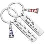ENSIANTH Couple Keychain Lighthouse Gift You’re My Port in A Storm Keychain Set of 2 Nautical Gift
