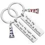ENSIANTH Couple Keychain Lighthouse Gift You’re My Port in A Storm Keychain Set of 2 Nautical Gift