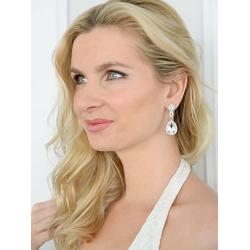 Mariell Clear Crystal Wedding Dangle Earrings for Women, Bridal and Prom Jewelry, Infinity Symbol 8 Shape