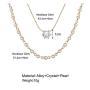 Blufly Layered Crystal Pendant Necklace Gold Imitation Pearl Boho Necklace Chain Druse Choker Necklace Jewelry for Women and Girls