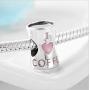 ABAOLALA I Love Coffee Bead Charm 925 Sterling Silver Heart Cup Charm Bead fit DIY Bracelets
