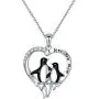 FLYOW S925 Sterling Silver Cute Animal Penguin Heart Pendant Mother Child I Love You Mom Penguin Necklace Jewelry Birthday Gifts for Women FLYOW S925 Sterling Silver Cute Animal Penguin Heart Pendant Mother Child I Love You Mom Penguin Necklace Jewelry Birthday Gifts for Women