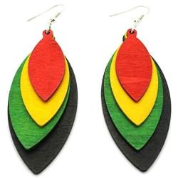 Rasta Wood Leave Leaf Shape Reggae Jamaican Women Fashion Jewelry Dangle Earrings