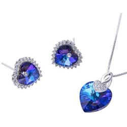 Komking Love Heart Pendant Necklace and Earrings for Women, Swarovski Jewelry Sets Birthday/Anniversary Christmas Jewelry Gifts for Women Mom/Wife/Sister/Best Friend