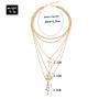 Fstrend Holy Layered Cross Necklace Gold Choker Coin Chain Rose Flower Pendant Multilayered Long Necklaces Jewelry for Women and Girls (Gold)