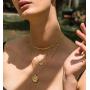 WEARON Paperclip Choker Short Necklace for Women Personalized Layered Necklaces 14k Gold Dainty Adjustable Simple Choker Necklaces Small Sequins Flat Necklaces