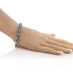 Gem Stone King 20.00 Ct Gorgeous Oval and Round 7 Inch Sparkling Cubic Zirconia CZ Tennis Bracelet