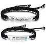 PJ Jewelry Personalized Custom His and Hers Handmade Rope Braided Nameplate ID Matching Couple Bracelets for Lover PJ Jewelry Personalized Custom His and Hers Handmade Rope Braided Nameplate ID Matching Couple Bracelets for Lover