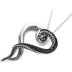 Controse Womens Silver-Toned Heart Shaped Stainless Steel Dark and Bright Tentacle Octopus Necklace 31''