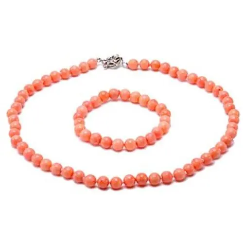 JYXJEWELRY Women Pink Coral Necklace Bracelet AAA Round Coral Beads Necklace and Stretch Bracelet Set JYXJEWELRY Women Pink Coral Necklace Bracelet AAA Round Coral Beads Necklace and Stretch Bracelet Set
