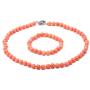 JYXJEWELRY Women Pink Coral Necklace Bracelet AAA Round Coral Beads Necklace and Stretch Bracelet Set