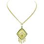 Siwalai Thai Traditional Gold Plated Light Peridot Color Crystals Necklace Earrings Jewelry Set 24 Inches