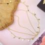 Yaomiao 4 Pieces Gold Sequin Boho Jewelry Set, Small Coins Hair Chain, Layered Sequins Necklace, Sequin Coin Drop Earrings and Crystal Finger Ring Bracelet for Women