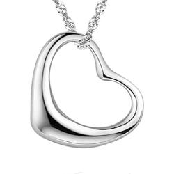 Pearl of Dream Perfect Love Open Heart [Large Size] Sterling Silver Pendant Necklace