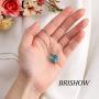 Brishow Fashion Bride Wedding Silver Pendant Necklace Chain Blue Rhinestone Lover Heart Pendant Necklaces Crystal Bridal Chains Jewelry Accessories for Women and Girls