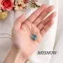 Brishow Fashion Bride Wedding Silver Pendant Necklace Chain Blue Rhinestone Lover Heart Pendant Necklaces Crystal Bridal Chains Jewelry Accessories for Women and Girls
