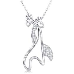 Giraffe Necklace 925 Sterling Silver Tree of Life Family Love Pendant Necklace Jewelry Birthday Gifts for Women Mother
