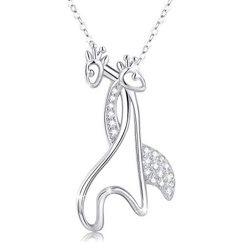 Giraffe Necklace 925 Sterling Silver Tree of Life Family Love Pendant Necklace Jewelry Birthday Gifts for Women Mother