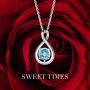 FANCIME Created Aquamarine Necklace Sterling Silver Birthstone Necklaces for Women Dainty Infinity Pendant Birthday Anniversary Jewelry Gifts for Her，Chain Length 16''+2'' Extend