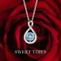 FANCIME Created Aquamarine Necklace Sterling Silver Birthstone Necklaces for Women Dainty Infinity Pendant Birthday Anniversary Jewelry Gifts for Her，Chain Length 16''+2'' Extend