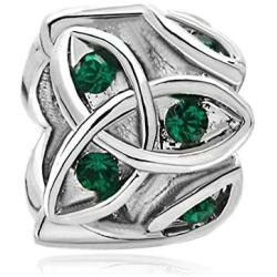 LilyJewelry Green Celtic Trinity Knot Charm Claddagh Irish Beads Fits European Bracelets