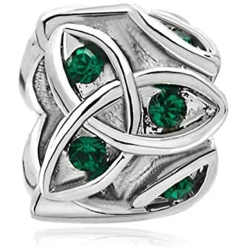 LilyJewelry Green Celtic Trinity Knot Charm Claddagh Irish Beads Fits European Bracelets