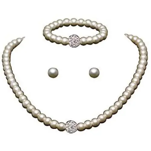 Faux Pearl Choker Necklace For Women, White Simulated Shell Pearl Bracelet Stud Earring Necklaces Sets Teen Girls, Crystal Ball Wedding Brides Jewelry Faux Pearl Choker Necklace For Women, White Simulated Shell Pearl Bracelet Stud Earring Necklaces Sets Teen Girls, Crystal Ball Wedding Brides Jewelry