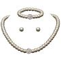 Faux Pearl Choker Necklace For Women, White Simulated Shell Pearl Bracelet Stud Earring Necklaces Sets Teen Girls, Crystal Ball Wedding Brides Jewelry