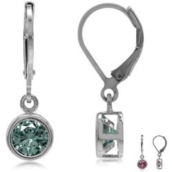 Silvershake Bezel Set 6MM Gemstone White Gold Plated 925 Sterling Silver Leverback Dangle Earrings Jewelry for Teens or Women