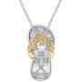 Pretty Jewels Diamond Flip Flop Pendant Slipper Beach Sandal Fancy Pendant 0.07 cttw Diamonds 925 Sterling Silver